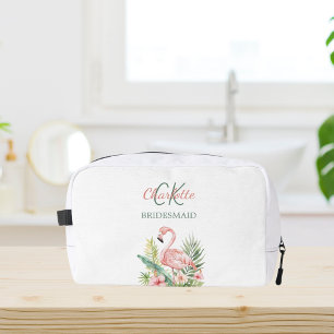 Neceser Monograma tropical de flamingo rosa