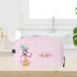 Neceser Monograma tropical de piña con lazo rosa