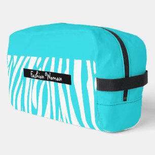 Neceser Monograma Turquoise Stried Zebra Pattern