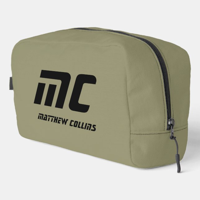 Neceser Monograma verde oliva minimalista Hombres (Esquina derecha)