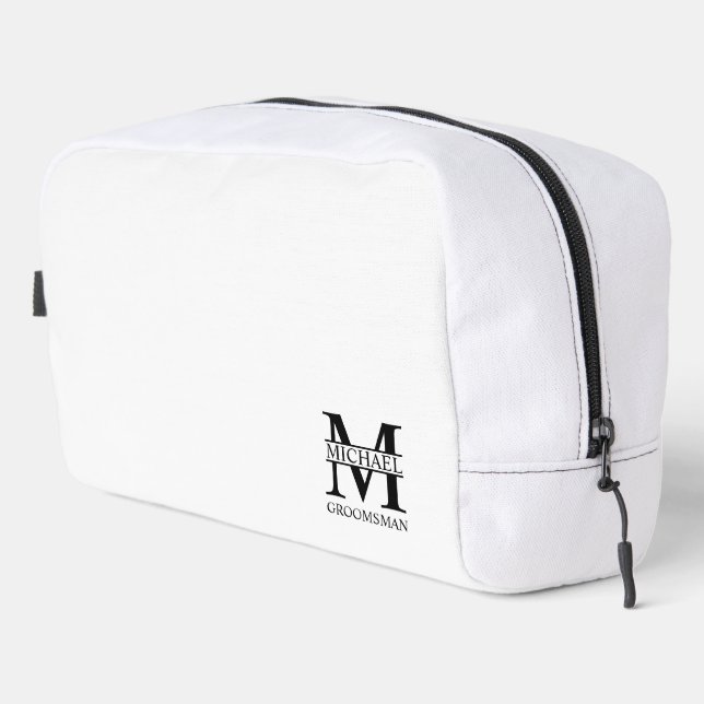 Neceser Monograma y nombre del Groomsman personalizado (Esquina derecha)