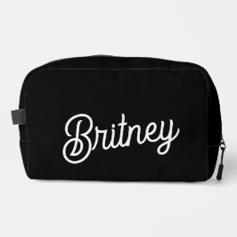 Neceser Monograma y nombre personalizados de blanco negro 