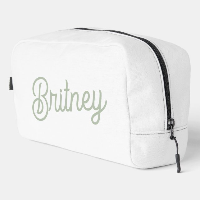 Neceser Monograma y nombre personalizados verde sabio mode (Esquina derecha)