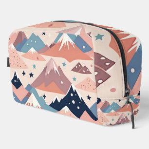 Neceser Montañas nevadas y patrón de estrellas rosadas lin