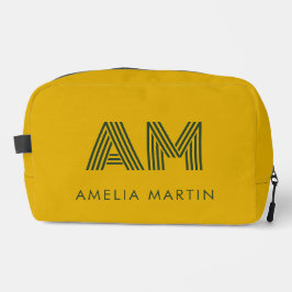 Neceser Mostaza Minimalista Y Monograma Personalizado Verd
