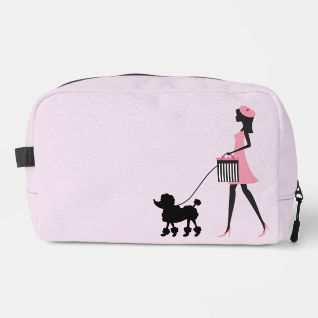Neceser Mujer en caniche negro de color rosa (Anverso)