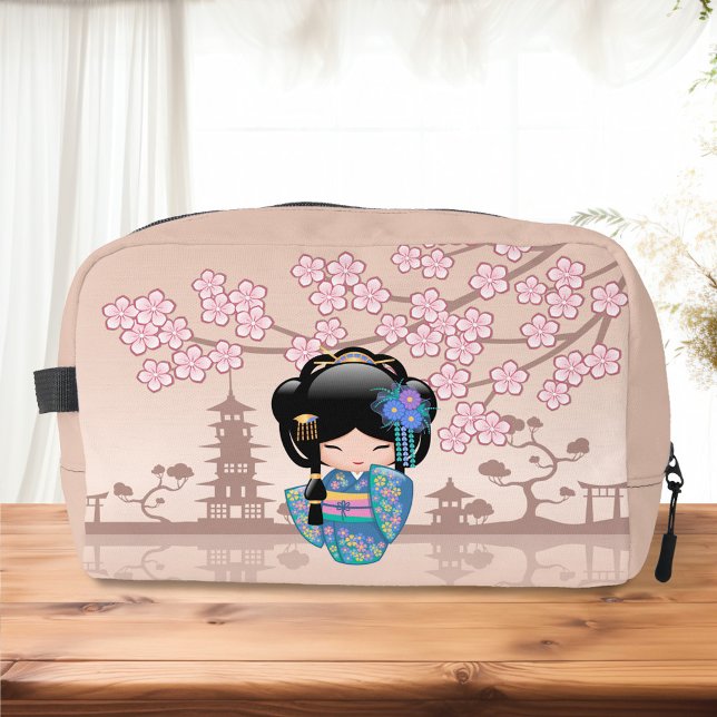 Neceser Muñeca Keiko Kokeshi - Chica de Kimono azul Geisha (Subido por el creador)