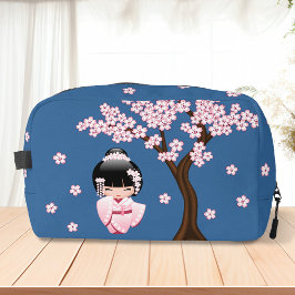 Neceser Muñeca Kokeshi de Kimono Rosa sobre Azul