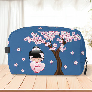 Neceser Muñeca Kokeshi de Kimono Rosa sobre Azul
