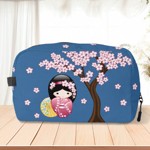 Neceser Muñeca Kokeshi de primavera - azul geisha japonés