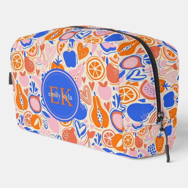 Neceser Naranja Azul Monograma Frutas Verduras (Esquina derecha)