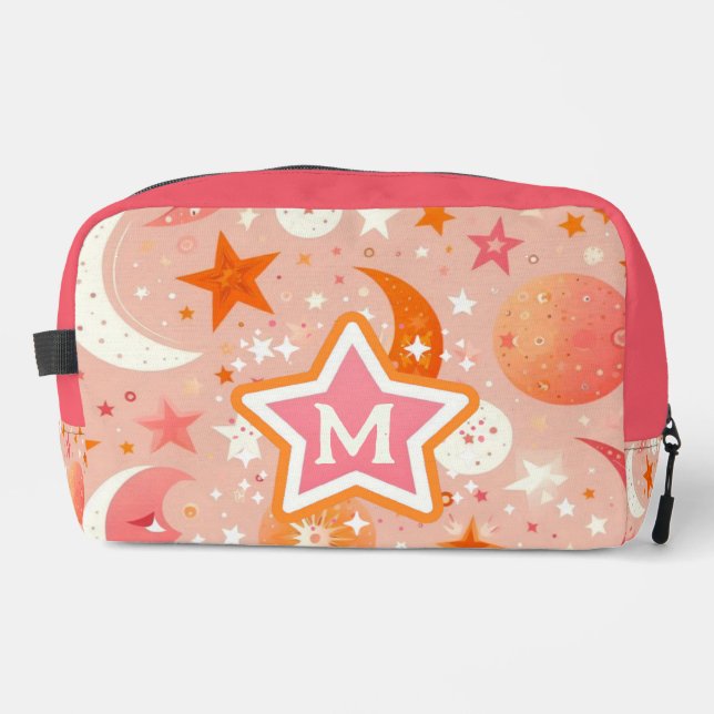 Neceser Naranja de los sueños celestes y monograma rosado (Anverso)