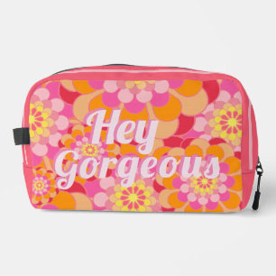 Neceser Naranja hippy retro flores rosadas Hola magnífico
