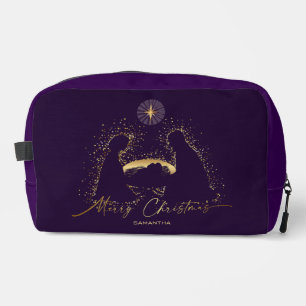 Neceser Nativity Manger Navidades Purple Gold Custom Name
