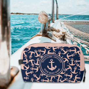 Neceser Nautical Bote Name Plush Naval Anchors Pattern