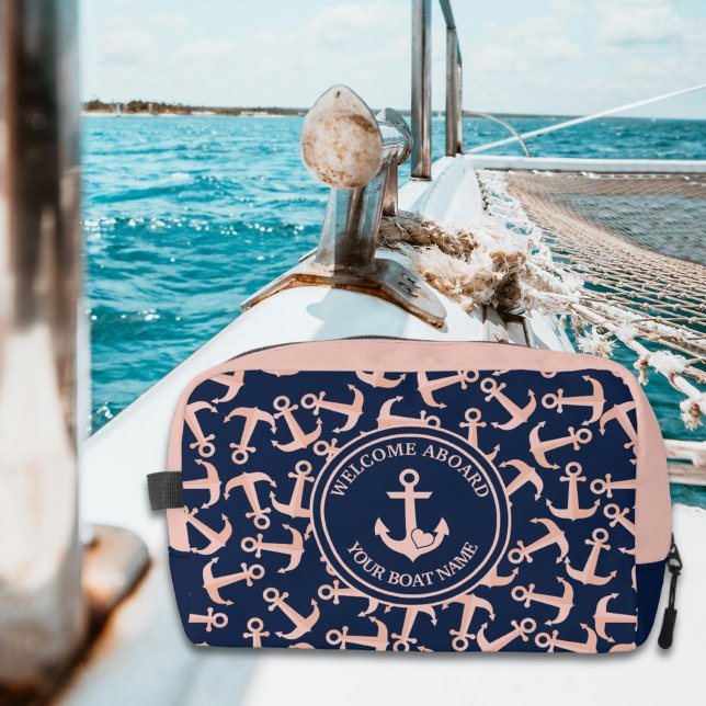 Neceser Nautical Bote Name Plush Naval Anchors Pattern (Subido por el creador)