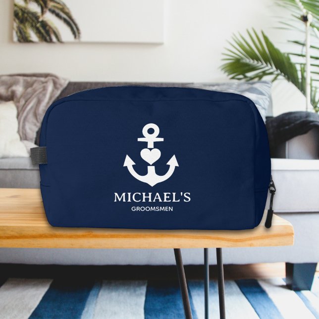 Neceser Nautical Heart Anchor Personalizado Navy Groomsmen (Subido por el creador)