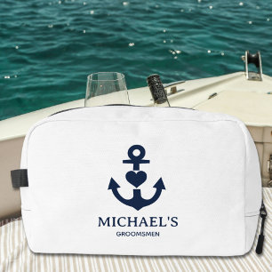Neceser Nautical Heart Anchor Personalized White Groomsmen