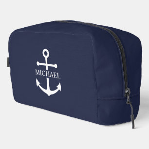 Neceser Nautical Navy Blue Anchor Nombre Personalizado