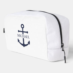 Neceser Nautical Navy Blue Anchor Nombre Personalizado