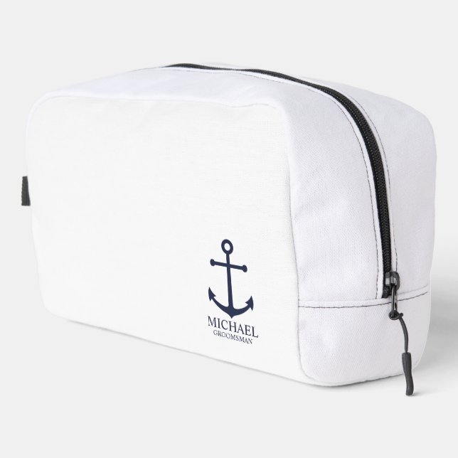 Neceser Nautical Navy Blue Anchor Personalizado Groomsmen (Esquina derecha)