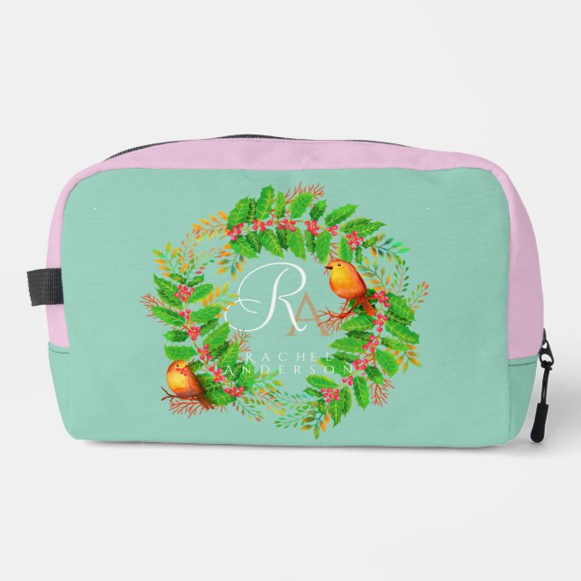 Neceser Navidades Wreath Monograma LIght Verde azulado (Anverso)