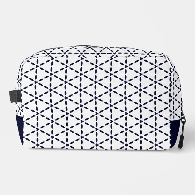 Neceser Navy Blue Geometric Pattern on White (Anverso)