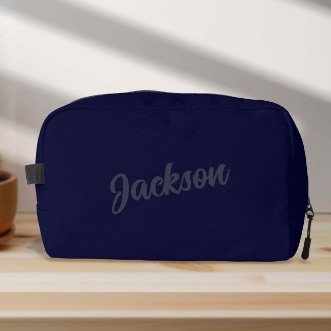 Neceser Navy BLue Nombre personalizado para hombres (Simple Navy Blue Personalized Name Dopp Kit Bag)