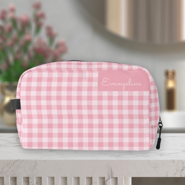 Neceser Nombre a cuadros rosa gingham para niñas (Subido por el creador)
