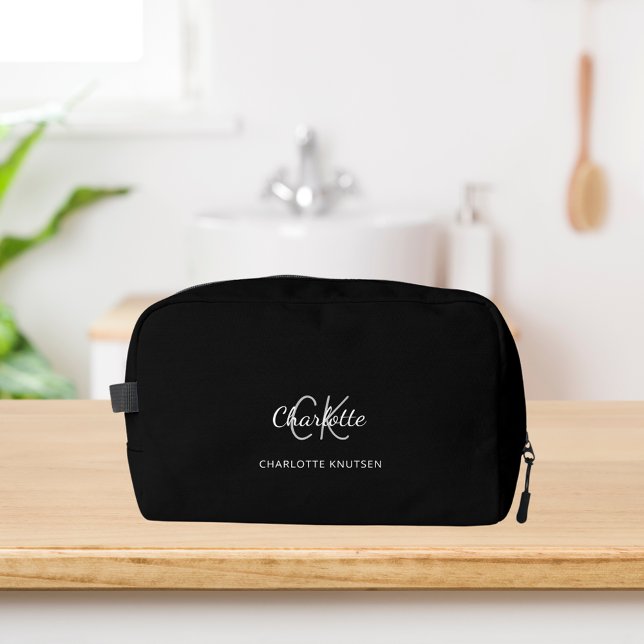 Neceser Nombre de las iniciales del monograma blanco negro (Subido por el creador)