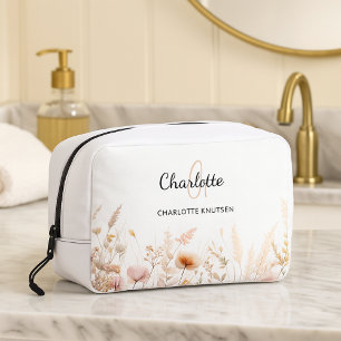 Neceser Nombre de monograma beige rosado de flores silvest