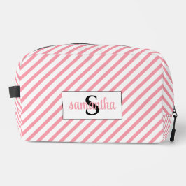 Neceser Nombre inicial del monograma rosa y blanco