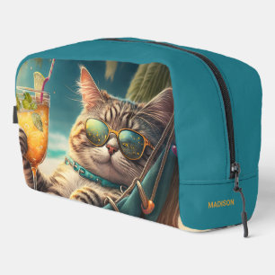 Neceser Nombre personalizado Gatos de vacaciones tropicale