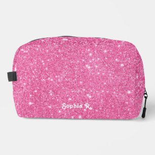 Neceser Nombre personalizado Girly Faux Pink Purpurina
