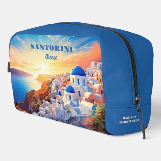 Neceser Nombre personalizado Santorini Grecia Sunset (Esquina derecha)