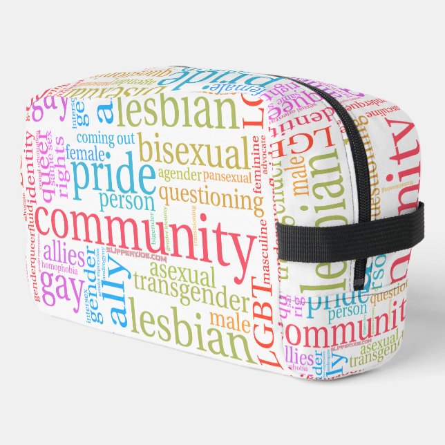 Neceser nube de palabras de la comunidad arcoíris LGBTQ+ d (Esquina izquierda)