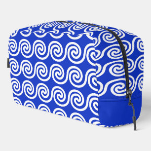 Neceser Olas Patrón Llave Meandro Griego Azul