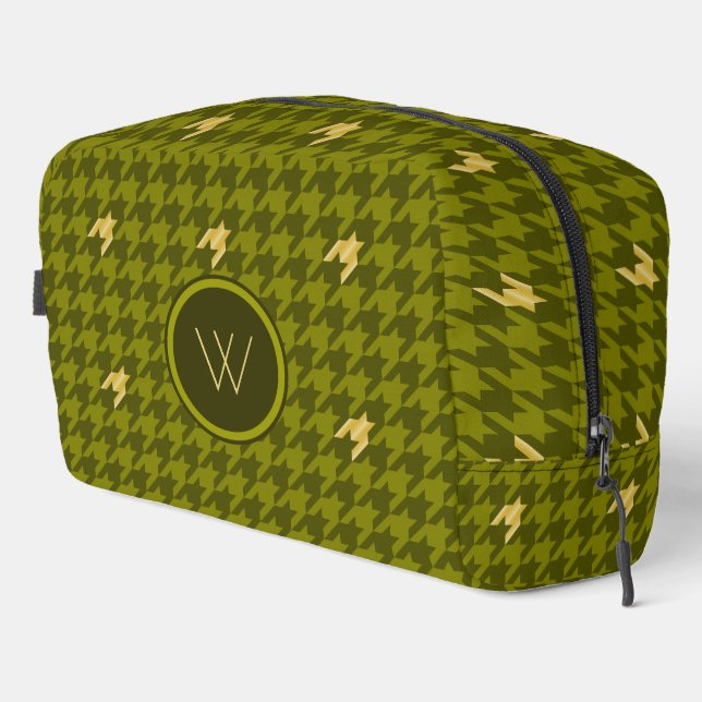Neceser Oliva con acento de oro Houndstooth (Esquina derecha)