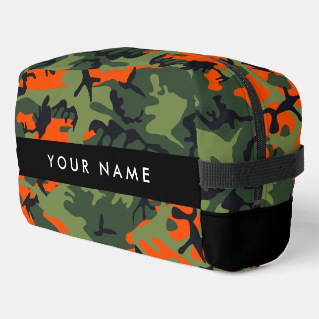 Neceser Orange Camouflage Pattern, Your name, Personalize (Esquina izquierda)