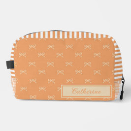 Neceser Orange Stripe Bow Pattern Coquette Cosmetic