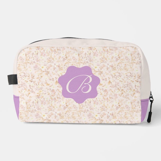 Neceser Pastel Beige Y Morado Floral (Anverso)
