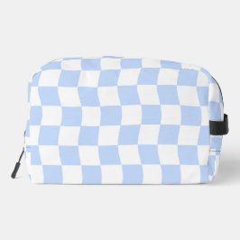 Neceser Pastel Blue White Retro Checkerboard Pattern Bag