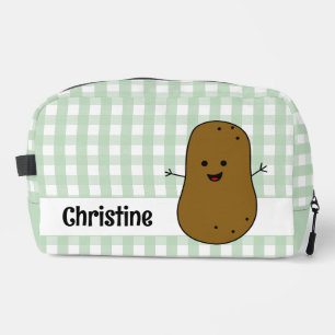 Neceser Patata Marrón Cuadrillé Verde Personalizada