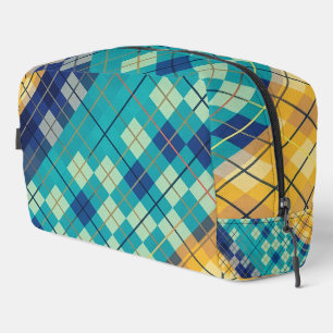 Neceser Patrón Argyle Azul y Amarillo Moderno