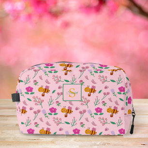 Neceser Patrón de abeja linda y flores silvestres Monogram