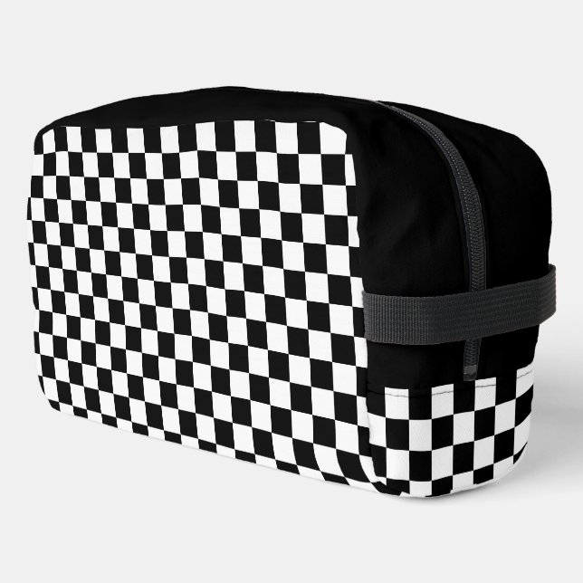 Neceser Patrón de ajedrez con control negro y blanco (Esquina izquierda)