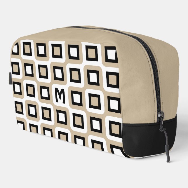 Neceser Patrón de arte geométrico Beige Negro Blanco de me (Esquina derecha)