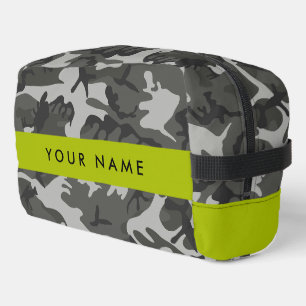 Neceser Patrón de camuflaje gris, Tu nombre, Personaliza