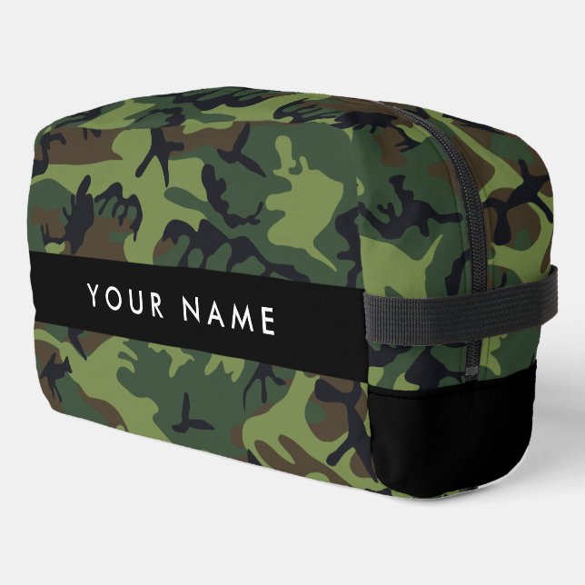 Neceser Patrón de camuflaje verde, nombre, personalización (Esquina izquierda)