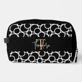 Neceser Patrón de círculo blanco y negro con monograma